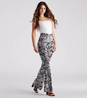 Boho Gal Paisley Cross Waist Flare Pants