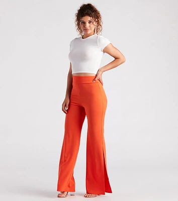 Slit Decision Crepe High-Rise Pants