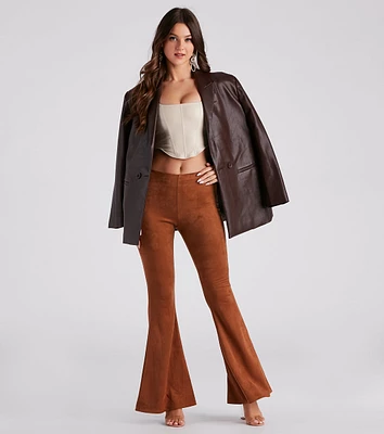 Stylish Pick Faux Suede Flare Pants