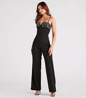 Make It Glam Rhinestone Fringe Jumpsuit