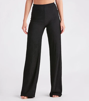 Two For The Show Texture Knit Wide Leg Pants