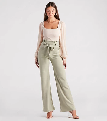 Workwear Chic Paperbag Wide-Leg Pants