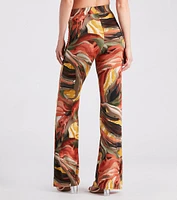 Abstract Chic Straight-Leg Pants