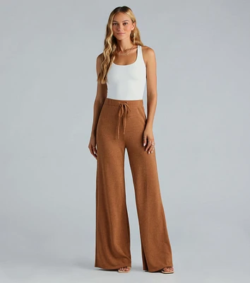 Weekend Mood Hacci Knit Wide-leg Pants