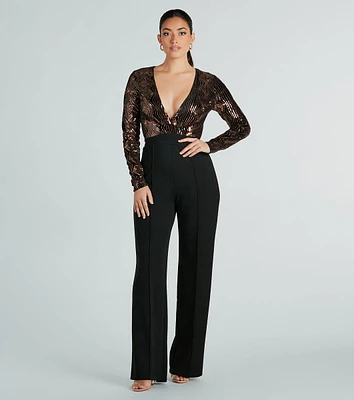 Gleam With Glamour Sequin Long Sleeve Jumpsuit