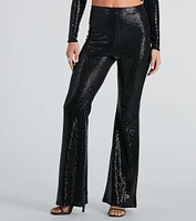 All Sequin High Rise Flare Pants