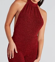 Spark Of Glamour Halter Backless Jumpsuit