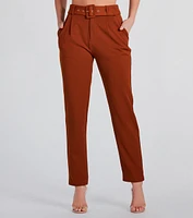 Classic Style High-Rise Crepe Trouser Pants