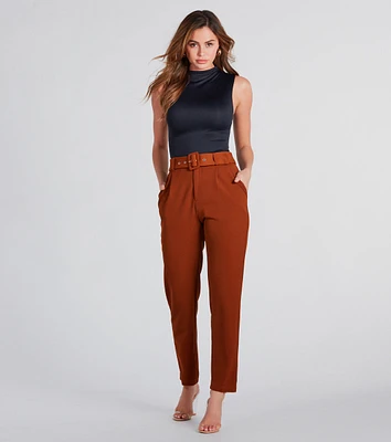 Classic Style High-Rise Crepe Trouser Pants