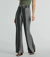 Breezy Vibes Boho Print Knit Flare Pants