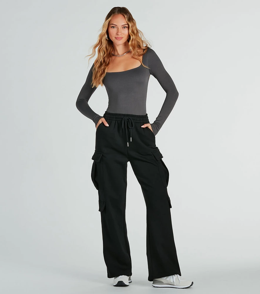 Kicking Back Cargo Wide-Leg Sweatpants