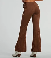 All Laced-Up Flare Faux Suede Pants