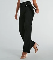 With Confidence High-Rise Straight-Leg Crepe Pants