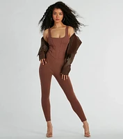 Chill Vibes Ribbed Knit Corset Catsuit