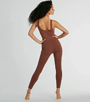 Chill Vibes Ribbed Knit Corset Catsuit