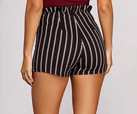 High Waist Striped Paper Bag Pants