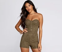 Make A Move Suede Romper