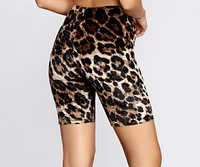 Velvet Leopard Biker Shorts