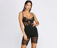 Lace Contrast Lingerie Romper