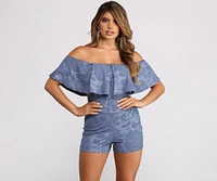 Pop of Floral Off the Shoulder Romper