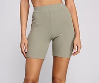 Effortlessly Trendy Ribbed Biker Shorts