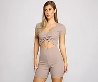 Casual And Chic Ruched Biker Romper