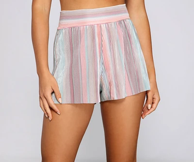 Trendy Pleated And Striped Shorts