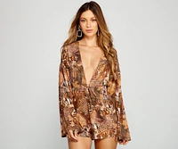 Wild Instincts Long Sleeve Romper