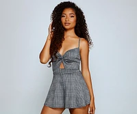 Flirty And Chic Plaid Romper