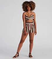 Seasonal Striped Pleat Shorts