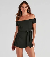 Tied To You Crepe Skort Romper