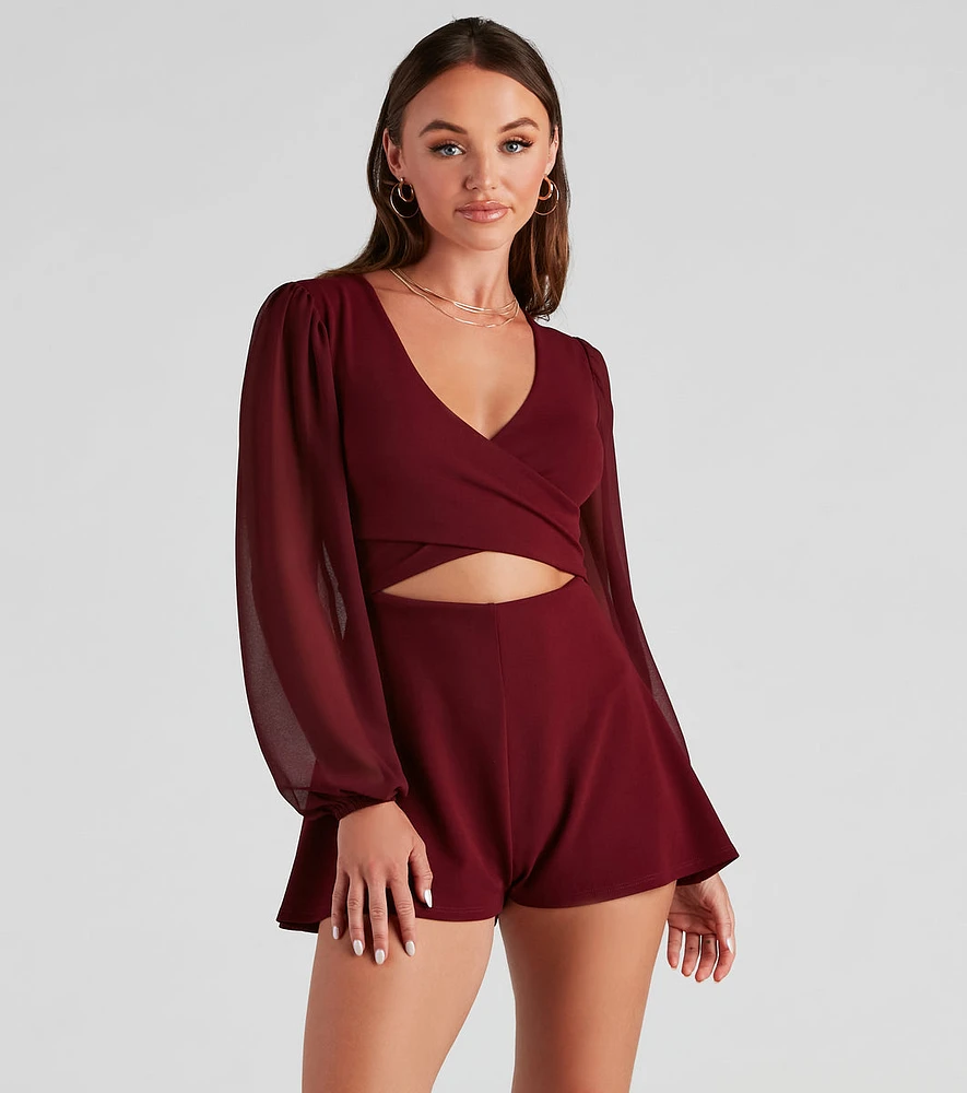 Pardon Me Crepe Faux Wrap Romper