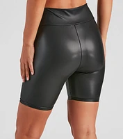 Faux Leather Biker Shorts