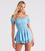 Flirtatious Mood Ruffled Knit Romper