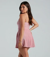 Came To Party Glitter Knit Skater Romper