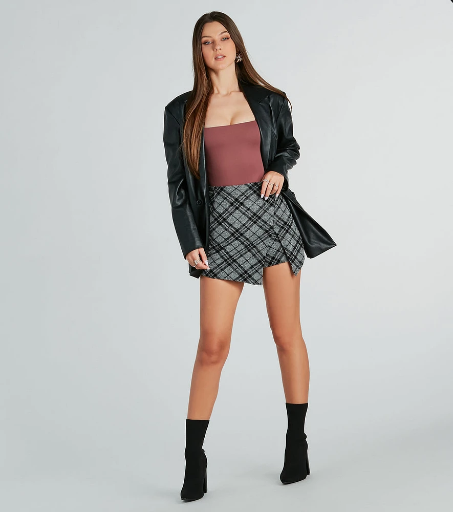 Preppy Plaid Babe High Rise Slit Skort