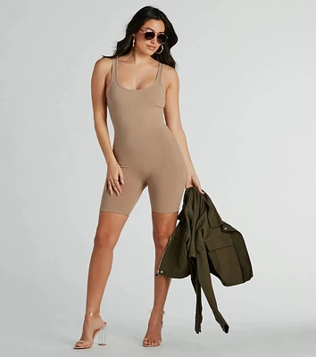 Casual Encounters Scoop Neck Knit Tank Romper