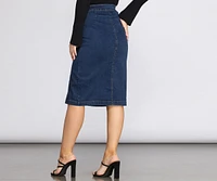 Denim Button Up Midi Skirt