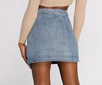 Button Front Jean Mini Skirt