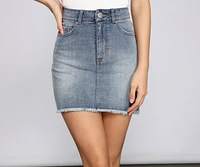 Basic Vibes Frayed Denim Mini Skirt