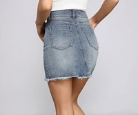 Basic Vibes Frayed Denim Mini Skirt