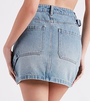Casual Trendy Style Denim Mini Skirt