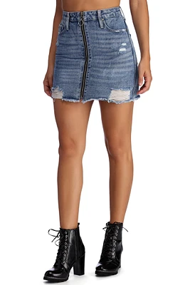 Zip Front Jean Skirt