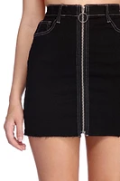 O-Ring Zip Front Mini Skirt