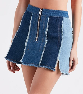 Cute Trendsetter Patchwork Denim Mini Skirt