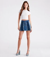 Cute Trendsetter Patchwork Denim Mini Skirt