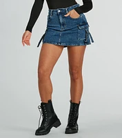 Cool And Confident Cargo Denim Mini Skirt