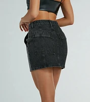 Edgy Era Rhinestone Denim Mini Skirt