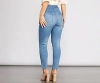 High Rise Tie Waist Skinny Crop Jeans