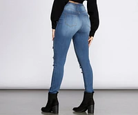 High Rise Super Destructed Skinny Jeans